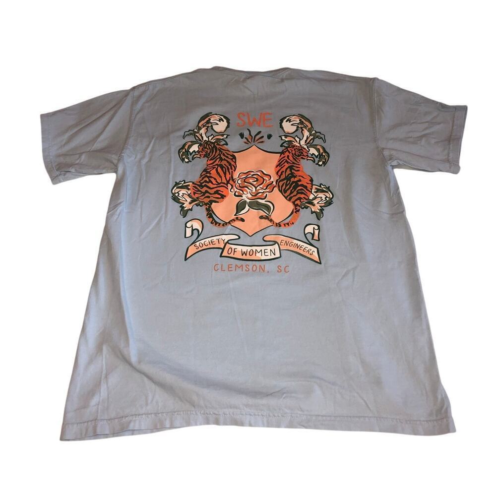 SWE Society Of Women Engineers Shirt Size L Blue Clemson Pocket 2019-2020